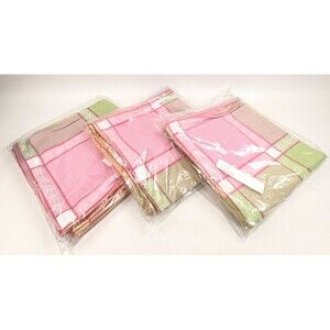 12 Pcs New DII Cloth Napkins Pink Plaid Pattern 100% Cotton Original Packaging